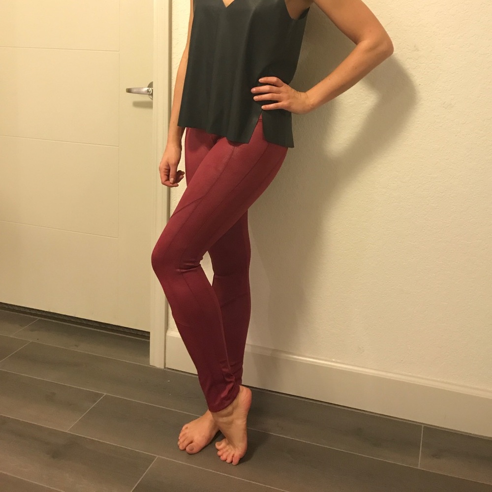 Beautiful red color Coated liquid leggings